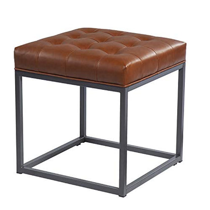 Ciarin Square Upholstered Ottoman, Brown/Grey