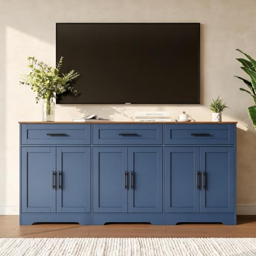 71” Large Sideboard Buffet Cabinet with Storage, Navy Blue, view 7