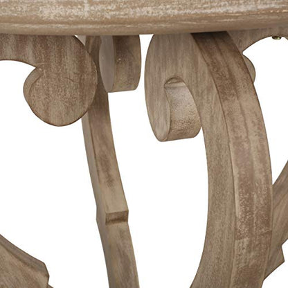 Natural French country accent table with round top, view 8