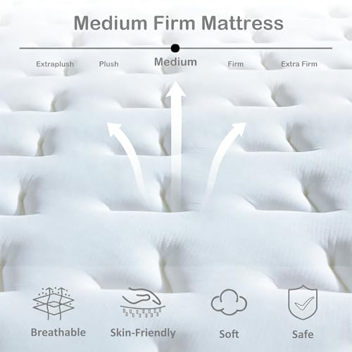 King Size Mattress, 14 Inch Medium Firm Hybrid King Bed Mattress, view 3