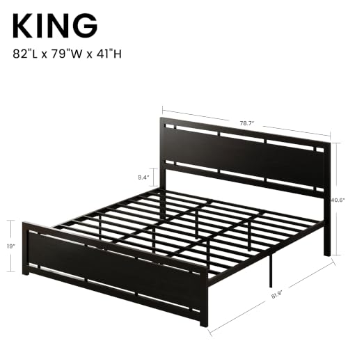 King Size Bed Frame with Headboard and Footboard, view 3
