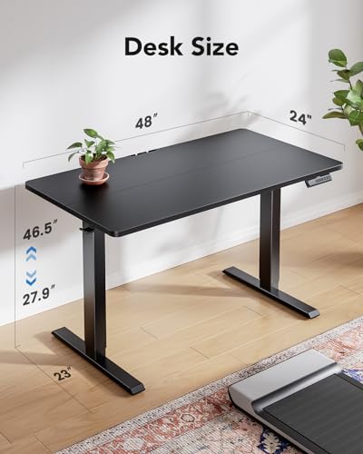 48x23 Inch Electric Standing Desk, Adjustable, Light Vintage Brown, view 4