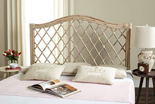 SAFAVIEH Furniture, Gabrielle Rattan Queen Headboard, White-Washed, Rattan, view 2