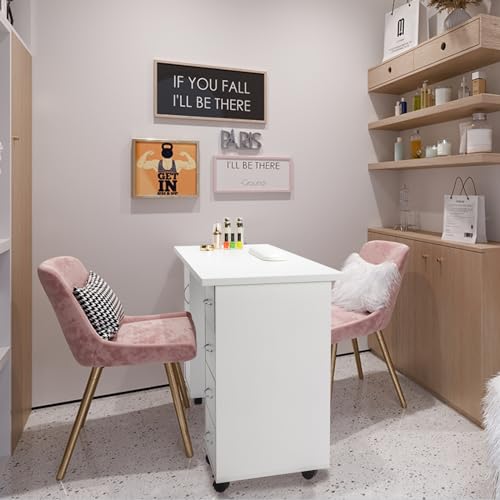 Home Office Computer Desk,Rolling Wooden Executive Desk,White, view 8