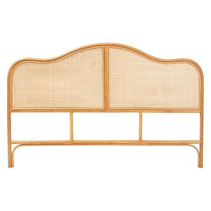 Adelita Natural Rattan Arched Headboard - Handwoven Cane Panel, Coastal Boho Style Bedroom Decor, Queen