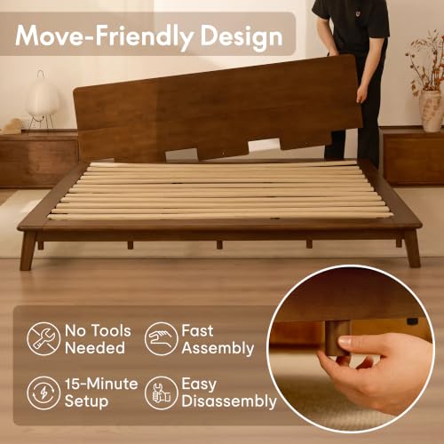 FLEXISPOT Hako G1 King Solid Wood Platform Bed with Tool-Free Assembly, view 5