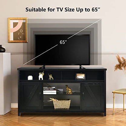 Modern Farmhouse TV Stand, 59-Inch Storage Cabinet for TVs Up to 65 Inches, view 8