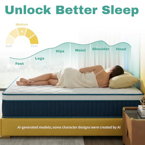 Twin Mattress, 12 Inch Medium Firm Hybrid Memory Foam Bed in a Box, view 5