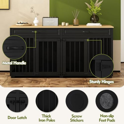 64.6" Large Double Dog Crate Furniture, view 6