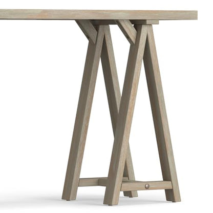 Sawhorse SOLID WOOD 50 inch Wide Modern Industrial Console Sofa Table in Distressed Grey for the Living room Entryway and Bedroom