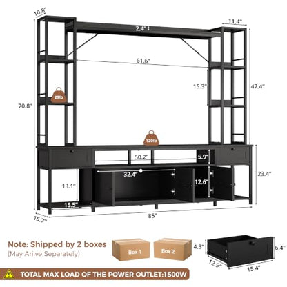 85" W Entertainment Center for TVs 65 inch, TV Stand with Storage, view 3