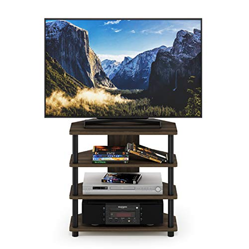 Turn-N-Tube Easy Assembly 4-Tier Petite Entertainment Center / TV Stand / TV Unit / TV Desk, Columbia Walnut/Black