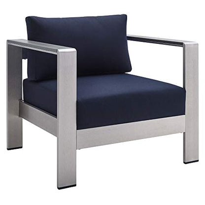 Shore Aluminum 4 Piece Outdoor Patio Furniture Set | Sturdy Anodized Frames | Sunbrella Cushions | Ideal for Casual Gatherings