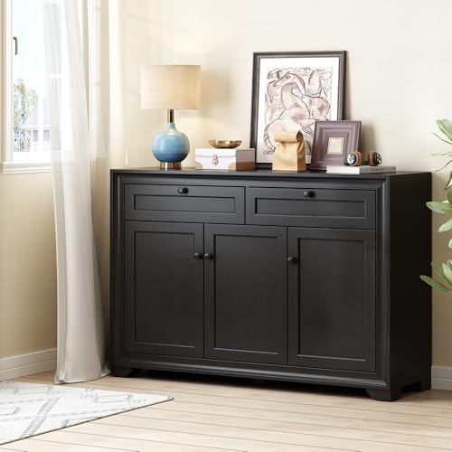 48 Inches Sideboard Buffet Cabinet with Storage, Black, view 6