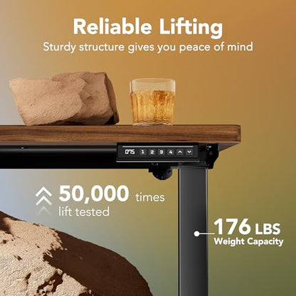 32x19 Inch Small Electric Standing Desk, Adjustable, Black Walnut, view 5