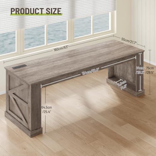 63'' Farmhouse Executive Desk, view 4