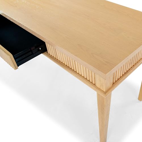 SAFAVIEH Couture Collection Shelbie Oak Brown & Black 1-Drawer Reeded Computer Table Office Writing Desk