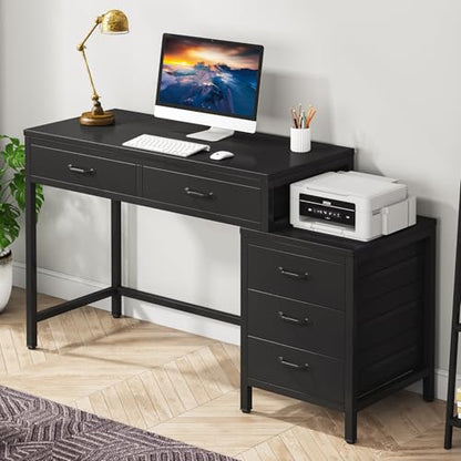 Computer Desk with 5 Drawers, Reversible Home Office Desks, view 2