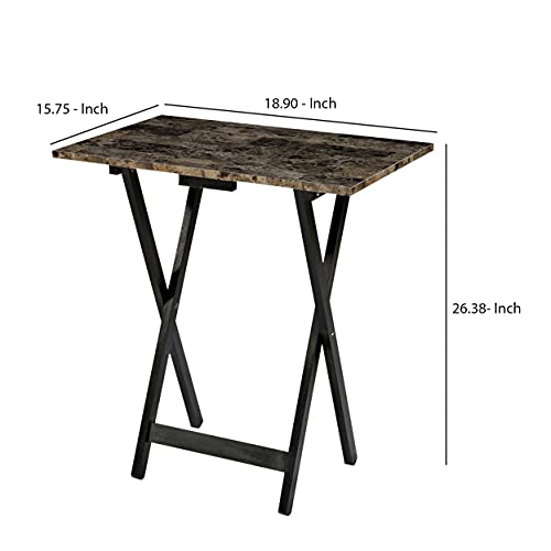 Home Decor Tray Table Set, Faux Marble, Brown