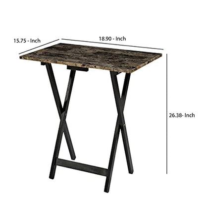 Home Decor Tray Table Set, Faux Marble, Brown