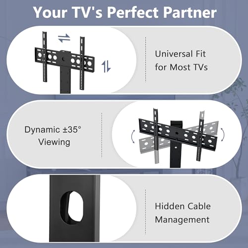 TV Stand with Mount and Power Outlets, Entertainment Center for 55/60/65/70/75 inch TVs, Height Adjustable Media Console with Storage Shelves, for Living Room, Bedroom, Black