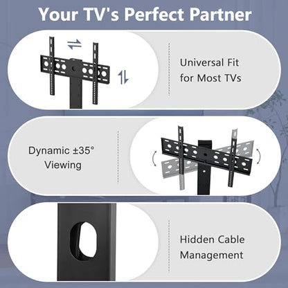 TV Stand with Mount and Power Outlets, Entertainment Center for 55/60/65/70/75 inch TVs, Height Adjustable Media Console with Storage Shelves, for Living Room, Bedroom, Black