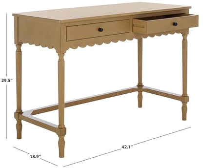 SAFAVIEH Furniture, Haven 2-Drawer Writing Desk, Desert Brown, Solid Wood, view 4