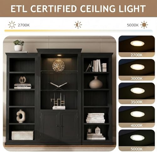 Tall Bookcase with Storage, Doors and Shelves & LED, view 6