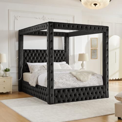 LUMISOL Canopy Bed Frame Queen Size, view 2