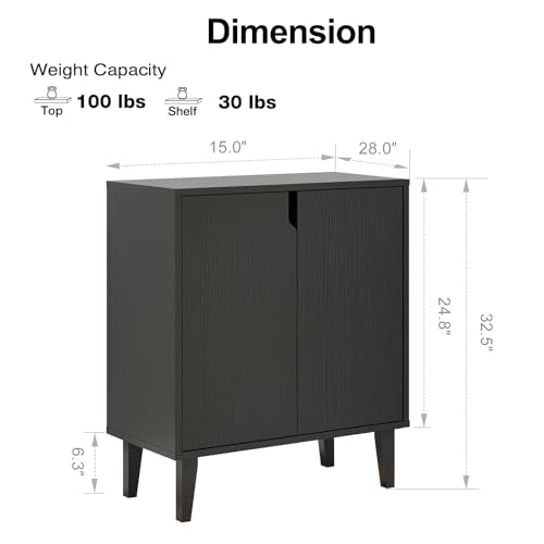 2 Door Kitchen Buffet Storage Cabinet Accent Console Table for Kitchen Dining Living Room Hallway Office (Black)