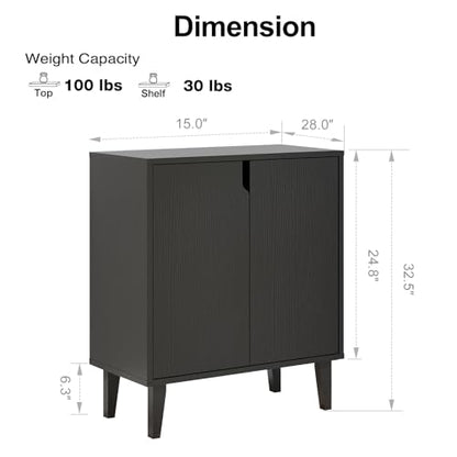 2 Door Kitchen Buffet Storage Cabinet Accent Console Table for Kitchen Dining Living Room Hallway Office (Black)