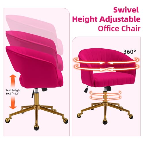 Modern Home Office Desk Chair 1PC, Height Adjustable Vanity Chair, Hot Pink