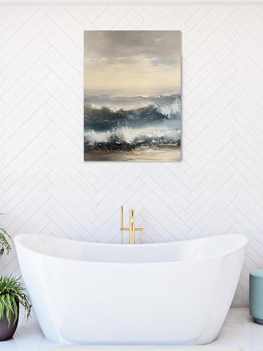 NuYeBiofx Abstract Beach Painting Art Canvas Wall Art Prints,48"x32" Framed Picture Artwork Sky Ocean Landscape Printed Canvas Oil Painting for Living Room Bedroom Office,Ready to Hang