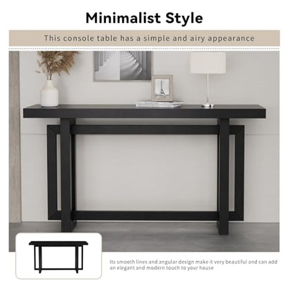 59.05-Inch Long Behind Couch Sofa Table for Living Room, Farmhouse Console Table with Storage, Narrow Accent Entryway Tables for Hallway Entrance Foyer (Black)