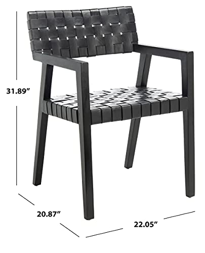 SAFAVIEH Home Collection Cire Black Leather Living Room Accent Dining Chair (Fully Assembled) DCH4004A