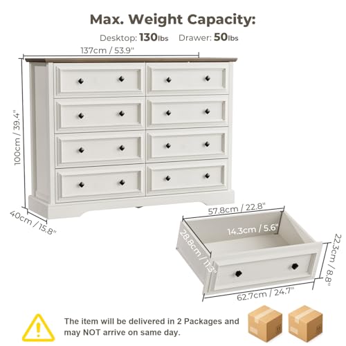 Farmhouse 8 Drawer Dresser for Bedroom, view 3