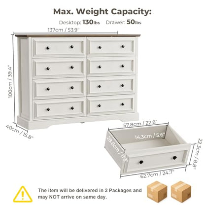 Farmhouse 8 Drawer Dresser for Bedroom, view 3