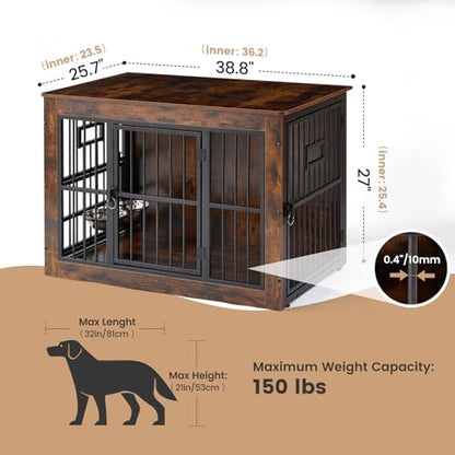 38 Inch Heavy Duty Dog Crate Furniture for Medium Dogs, view 3