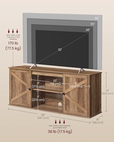 Farmhouse TV Stand for 65'' TV, Media Console, Sliding Barn Doors, view 3