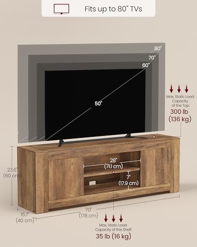 VASAGLE TV Stand with Storage, Farmhouse Entertainment Center for 80'' TV, view 3