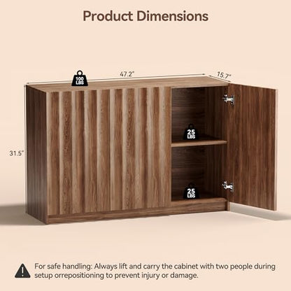 Fluted Sideboard Buffet Cabinet with Storage, view 3