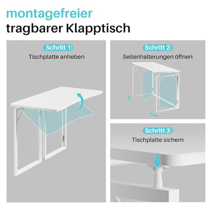 White Folding Desk - 31.5", No Assembly Small Foldable Desk for Home, Office, Wooden Top Folding Computer Desk for Working, Writing, Studying