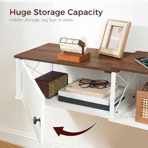 Farmhouse Floating TV Stand with Power Outlet, view 5