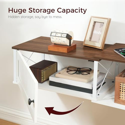 Farmhouse Floating TV Stand with Power Outlet, view 5