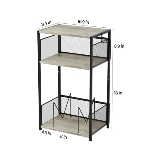 3 Tier End Table, Record Player Stand with Storage Up to 100 Albums, view 4