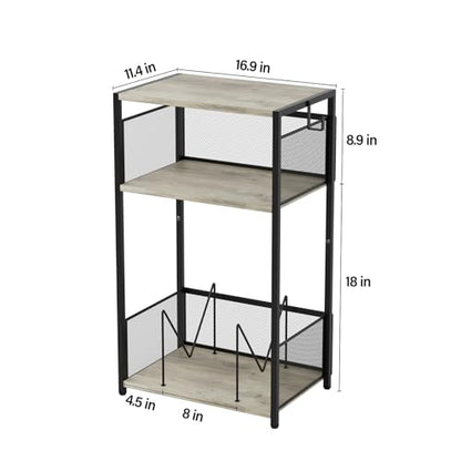 3 Tier End Table, Record Player Stand with Storage Up to 100 Albums, view 4