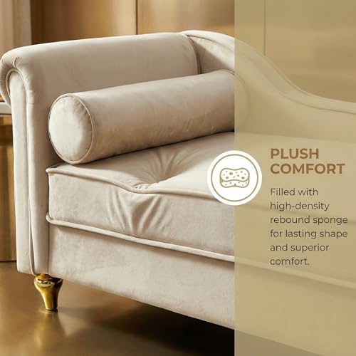 60.6''Velvet Chaise Lounge Indoor, view 6