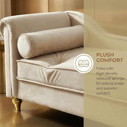 60.6''Velvet Chaise Lounge Indoor, view 6