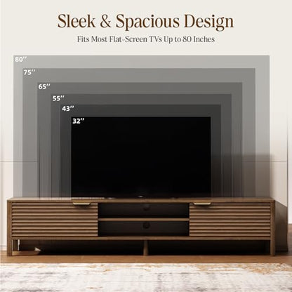 TV Stand for Living Room up to 80 Inch TVs Entertainment Center Walnut 71", view 5