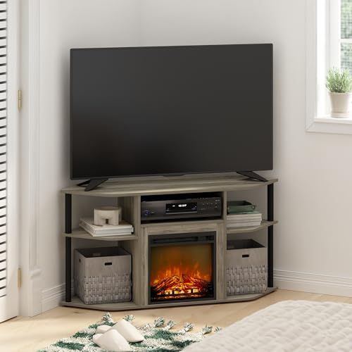 Jensen Fireplace TV Stand for TV up to 55 Inch, Grey Oak, view 2